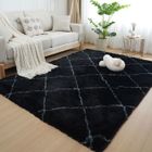 FREOSEN Tapis Salon Shaggy 160 x 230cm Descente de lit Chambre Grande Taille Tapis Moelleux Noir Style Moderne pour Salon Chambre Canapé