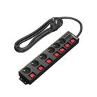 DEWENWILS Multiprise 16A/3680W - 6 Prises - Câble 2M - Noir - 7 Interrupteurs Individuels