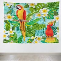 Tapisserie murale tissu d'impression Feuilles perroquets fleurs décoration murale de salon chambre 200 x 150 cm
