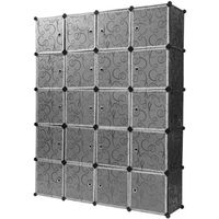 Armoire de Chambre Rangement 20 cubes - Marque - Modèle - Noir - Plastique - Classique - Intemporel - Mat