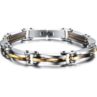 Bracelet Homme Acier - ALU DORE - Maillon Robuste - Gris et Or