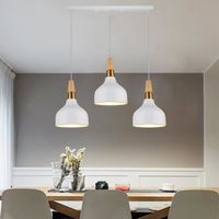 Uto Lustre suspension Luminaire 3 Lampes Conception Moderne en Métal Blanc et Bios Pour Salon Chambre Cuisine
