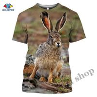tee shirts imprimé en 3D,T-shirt à manches courtes pour hommes, t-shirt surdimensionné pour Gym imprimé 3D, chasse Crazy Hare, joli