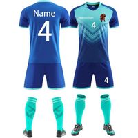 Maillot personnalisé  T shirt et short 2 pièces  n'importe quel nom  logo d'équipe  numéro   Maillot de football bleu