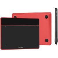 XP-PEN Deco Fun XS Tablette Graphique à Dessin Taille 4x3 Pouces Idéal pour Signature et Education à Distance - Rouge Carmin