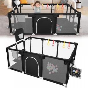 Parc Bébé Modulable 160x120x66 Cm - Avec Barrière, Tissu Oxford, 8 Ventouses Antidérapantes, Pour Enfants 0-6 Ans (gris)