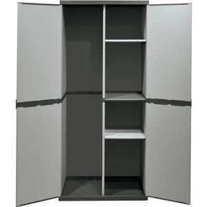 ARMOIRE DE CHAMBRE Armoire à balais haute - Plastique - Extérieur et jardin - Industriel - Loft - Mat - Gris - 168cm - 68cm