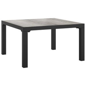 TABLE BASSE JARDIN  Table basse de jardin gris 55x55x31 cm DPC et acier Dilwe7407563720339