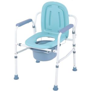 CHAISE MONSEUL Chaise percée,Chaise WC Chaise toilette pour personne agée handicapé, Pliable, Avec couvercle, Réglable en hauteur