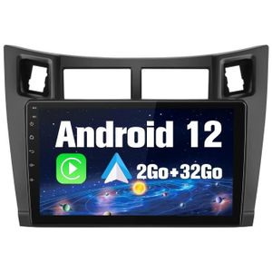 AUTORADIO JUNSUN Autoradio Android 12 2Go+64Go pour Toyota Yaris XP90 (2005-2012), 9''écran Tactile,Carplay GPS WiFi Bluetooth Android Auto