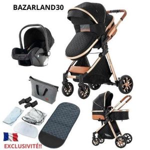 POUSSETTE  Poussette 3 en 1 Bébé Combinée Siège-Auto Nacelle 