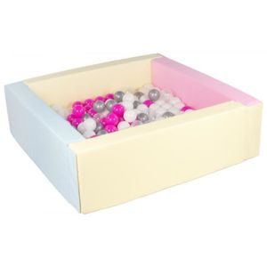 PISCINE À BALLES Piscine à balles carrée Velinda - 200 balles - bords 3 couleurs/blanc, transparent, rose, argent