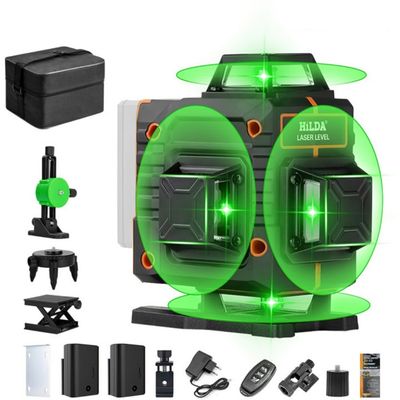 Niveau Laser Rotatif 4D – 16 Lignes Vertes, Autonivelant, Avec Télécommande, HGLINE