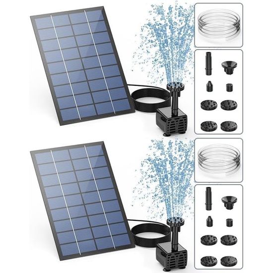 Kit Accessoires Pour Fontaine Solaire SZMP - 8 Buses 4 Fixateurs 3 éponges, Compatible Pompes Flottantes Bassin Adaptateur Fontaine Solaire Pompe