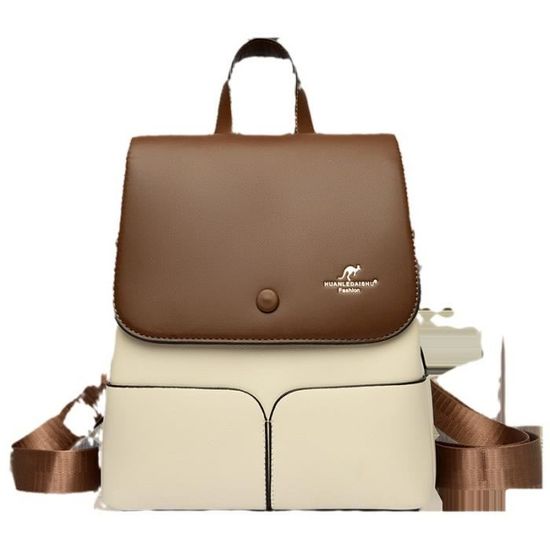Sac à Dos Femme Ville Souple Marron - Avec Poche Portable Et Bretelles Réglables