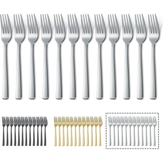 Annkky Lot De 12 Fourchettes De Table En Acier Inoxydable - Couverts Élégants
