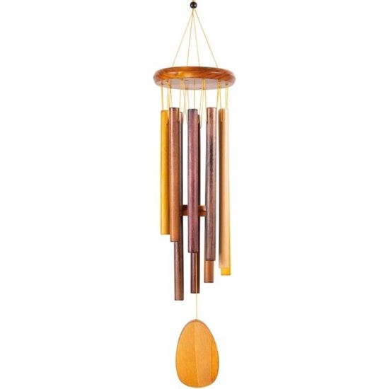 Klangspiel / Windspiel Aus Holz & Metall – 75 Cm Lang, 5 Röhren, Für Garten & Balkon
