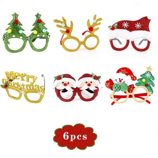 12 Paires De Lunettes De Noël - Accessoires De Fête Pour Enfants Et Adultes - Décorations Père Noël, Sapin, Bonhomme De Neige - Pour Photos Et Ambiance Festive