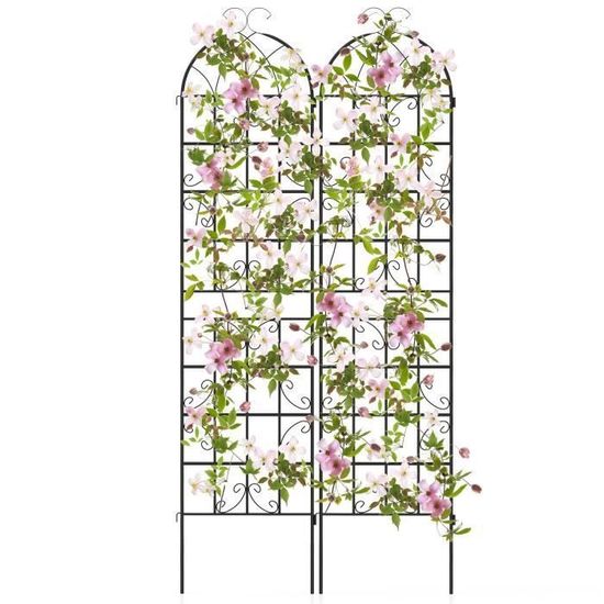 Treillis Jardin En A Avec Filet - Support Plantes Grimpantes Métal Recouvert