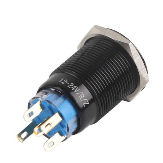 Interrupteur étanche Keenso 19mm - LED Bleu - 12-24V Auto-bloquant Acier Inoxydable - Pour Voiture & Projets DIY - 10