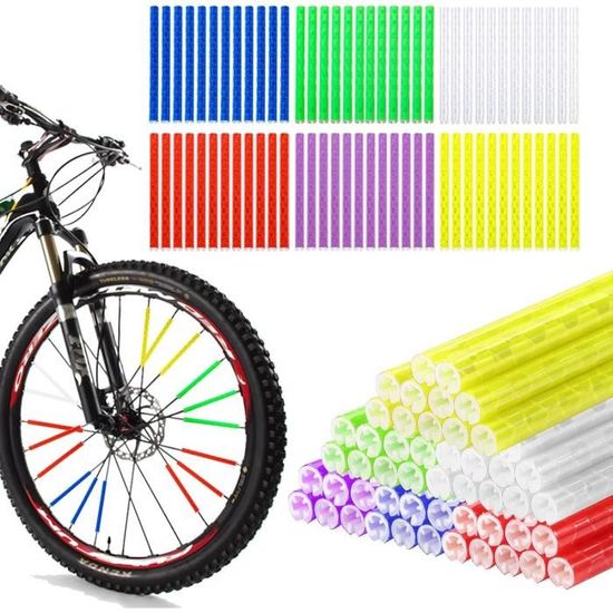72 Réflecteurs Pour Rayons De Vélo - Tubes Réfléchissants Colorés, Visibilité 360°, Diamètre Intérieur 1.8-2.5 Mm