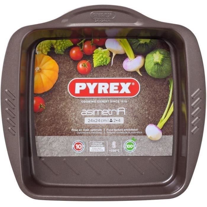 PYREX Plat à four carré Asimetria 24 cm gris foncé