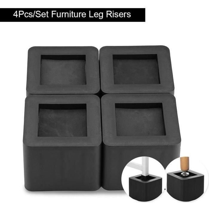 4Pcs / Set Rehausseur Pieds de lit Rehausseur Meuble en PP