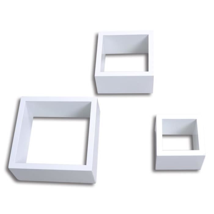 KAI Etagères Design Murale 3 Cubes blanc