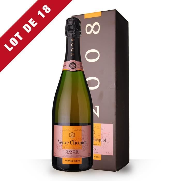 18X Veuve Clicquot Vintage 2008 Brut Rosé 75cl - Coffret - Champagne