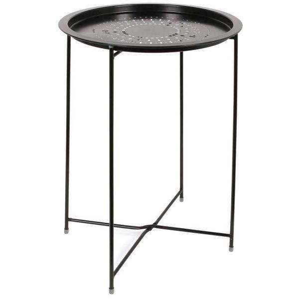 Table d'appoint en métal intérieur extérieur Noir