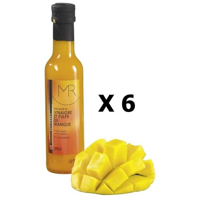 Lot 6x Vinaigre pulpe de mangue - Fabriqué en France - MR - bouteille 250ml