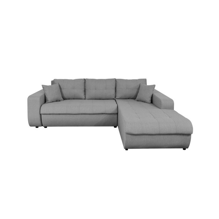 Canapé d'Angle SUZIE Convertible en Tissu Gris - Angle Droit
