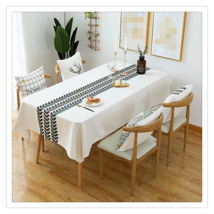 Nappe Exterieur Rectangulaire Anti Tache Nappe Lavable Tissu Nappe Picnic Design Pompon Décoration De Table,35,140x200CM