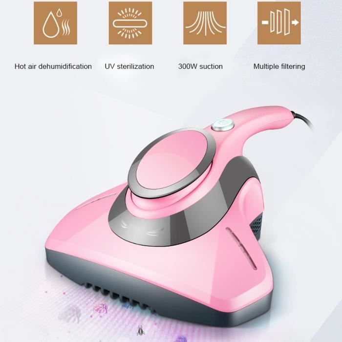 CM-83 Aspirateur à main à UV – anti-allergène - pour éliminer les acariens - 300 W – Rose