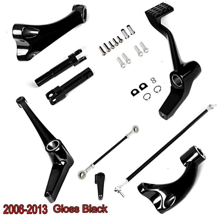 Décoration Véhicule,Kit d'attelage de commande avant, noir brillant, pour modèles Harley, 2006 2013 Sportster XL Iron, 883 et 1200