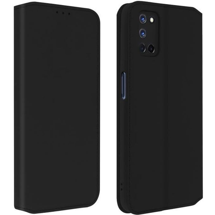 Housse Oppo A72 / A52 Clapet Porte-cartes Fonction Support Fin et Élégant Noir