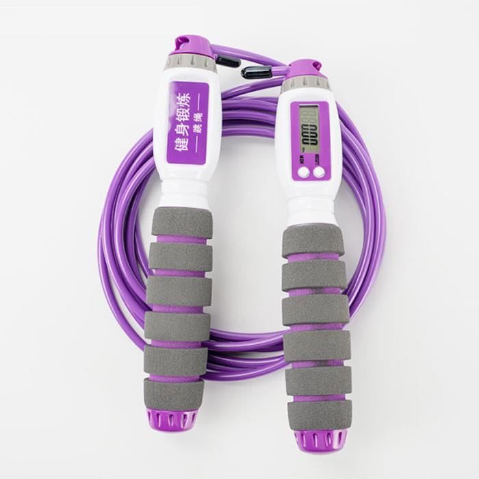 Corde à Sauter Réglable Haute Performance PVC Avec Compteur Électronique Corde à Sauter pour Fitness -640 Violet