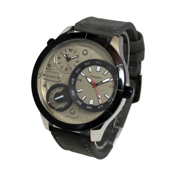 MONTRE HOMME GROS CADRAN DEUX FUSEAUX HORAIRES ONLY THE BRAVE