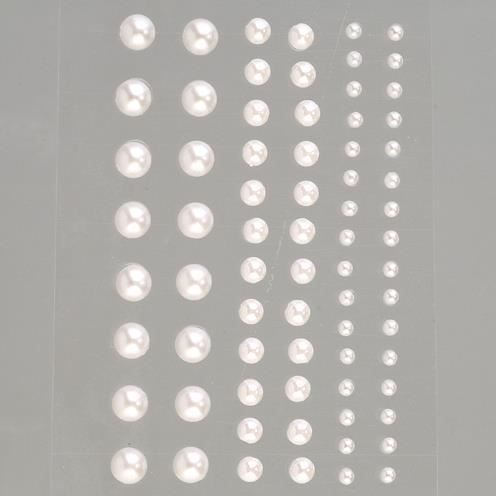 set de 72 Demi-perles blanches nacrées autocoll...