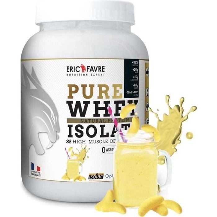 Eric Favre - Pure Whey Proteine Native 100% Isolate - Proteines - Banane - 750g