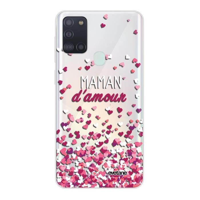 Coque Samsung Galaxy A21S 360 intégrale transparente Maman damour Ecriture Tendance Design Evetane.