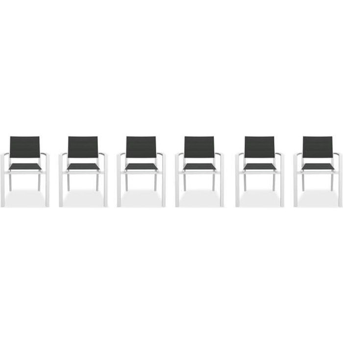 Lot de 6 fauteuils de jardin en aluminium blanc - Collection Tony
