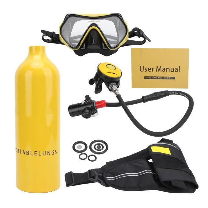 KIMISS Réservoir d'oxygène pour la plongée sous-marine DIDEEP Mini bouteille de plongée 1L avec reniflard/soupape de