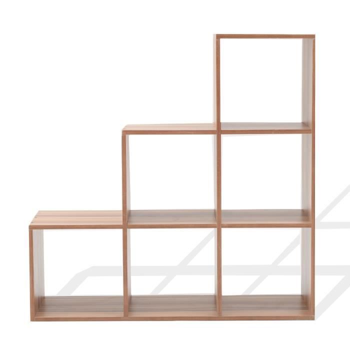 Rebecca Mobili Bibliothèque Etagère a Livres 6 Niveaux Bois Marron 97,5x97,5x29
