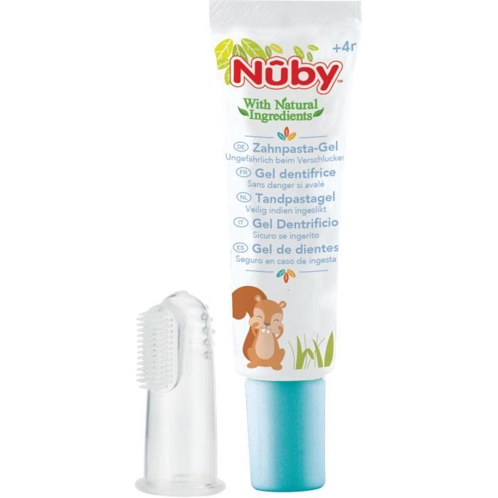 Nuby All Natural Gel Nettoyant Gencives et Dents +4 mois 20g + Brosse à Dents