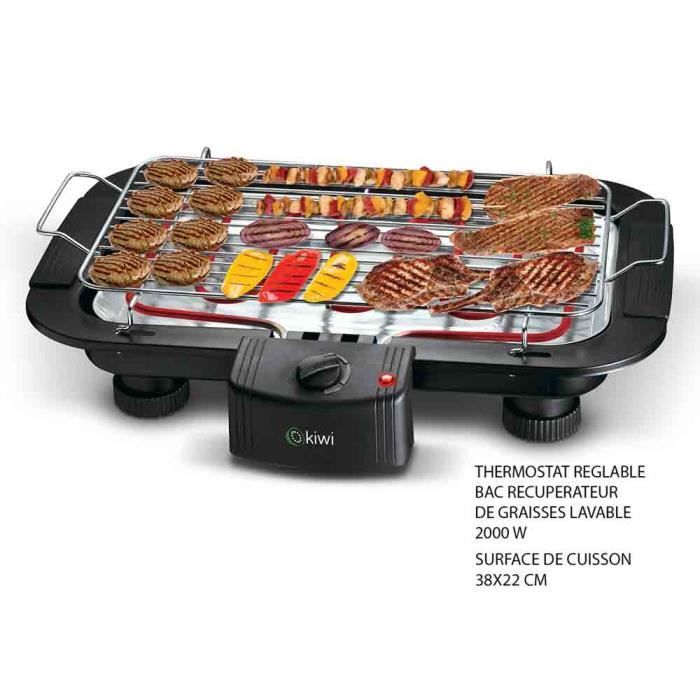 Barbecue électrique de table coloris Noir 2000 W