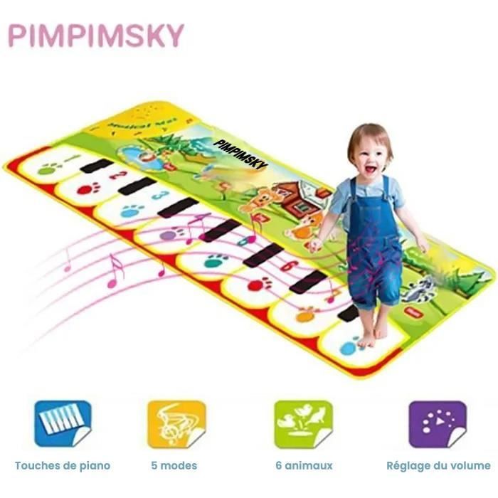 PIMPIMSKY Tapis Musical Bébé Piano , 90x28cm Tapis de Jeu Musical Instrument Touch Jeu Clavier pour Enfants Cadeau