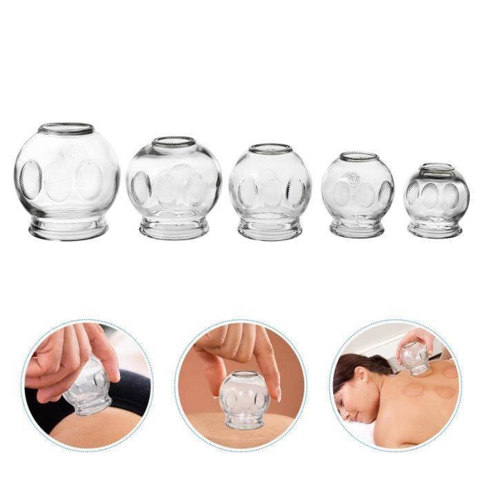5 pièces dispositif de thérapie de ventouses en verre de massage en feu