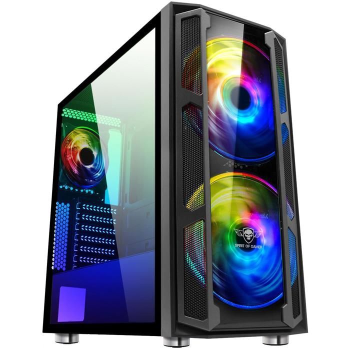 SPIRIT OF GAMER – GHOST 5 - Boitier PC Gamer ATX/mATX – 2 Ventilateurs ARGB 200mm Compatible ASUS Aura/MSI Mystic/ASROCK