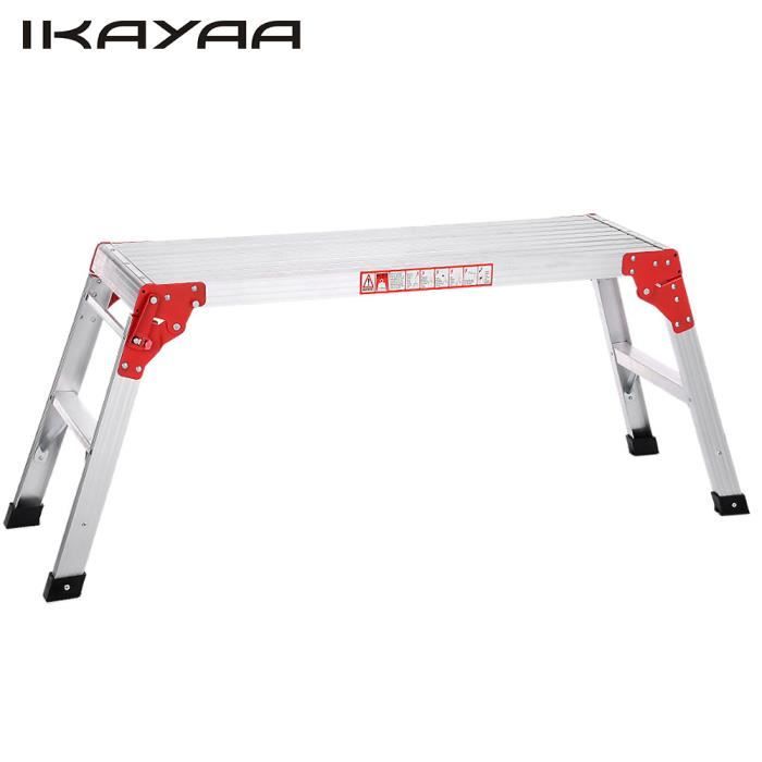 iKayaa Echafaudage Plate-forme de travail Escabeau pliable Pieds anti-dérapants Capacité charge 225LB pour jardin décoration